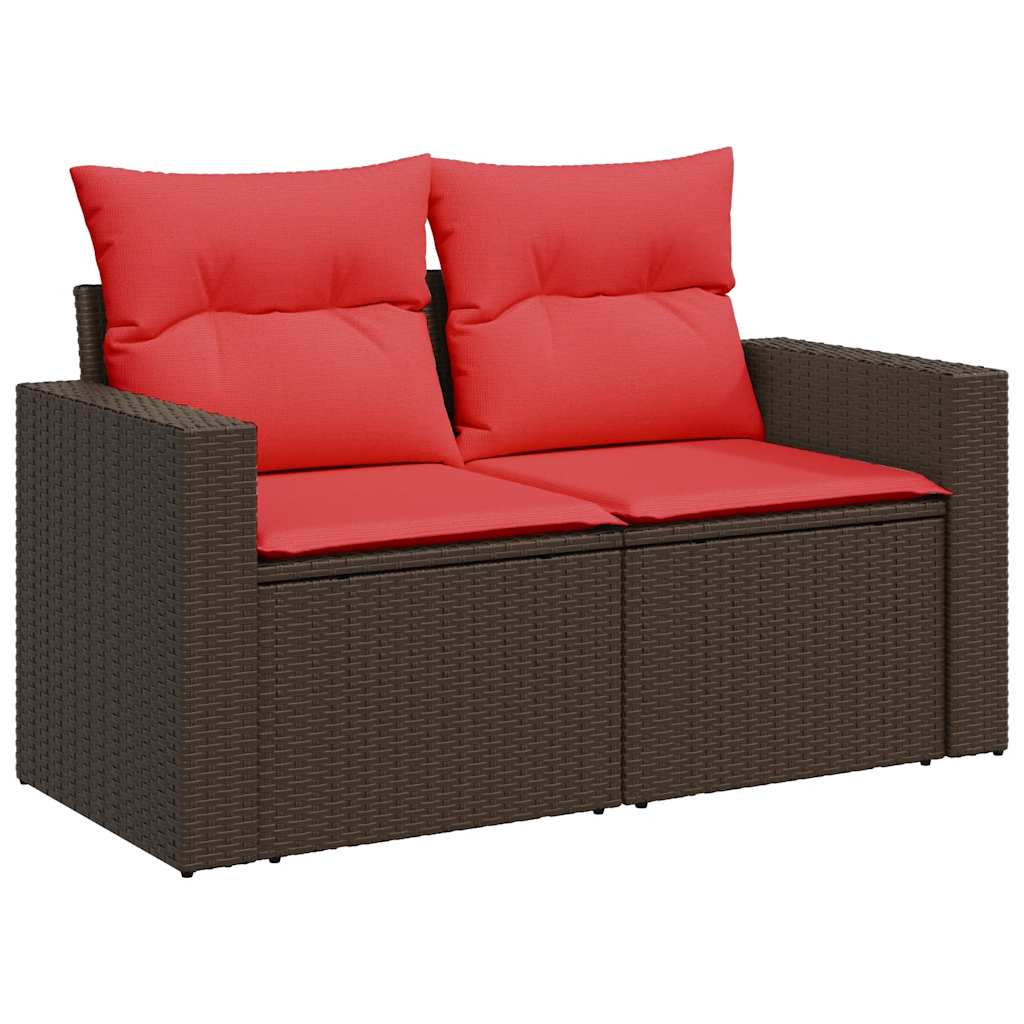sofasæt til haven 10 dele med hynder polyrattan brun