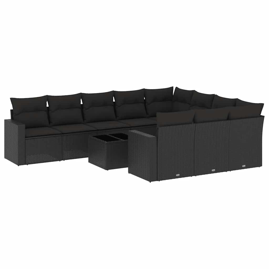 sofasæt til haven 11 dele med hynder polyrattan sort