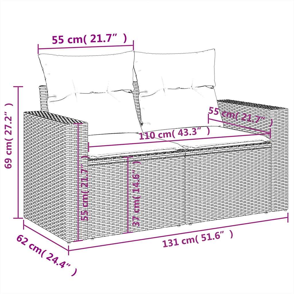 sofasæt til haven 11 dele med hynder polyrattan sort