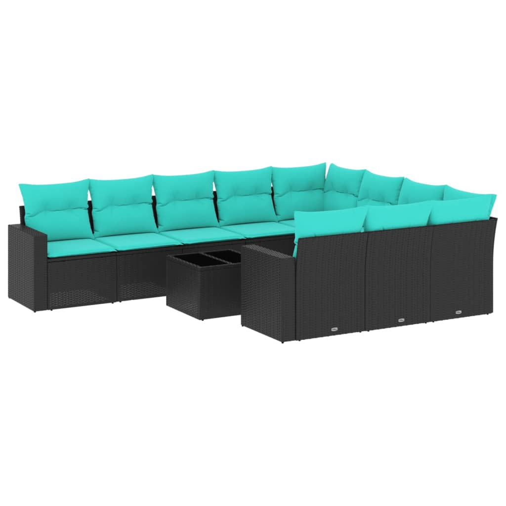 sofasæt til haven 11 dele med hynder polyrattan sort