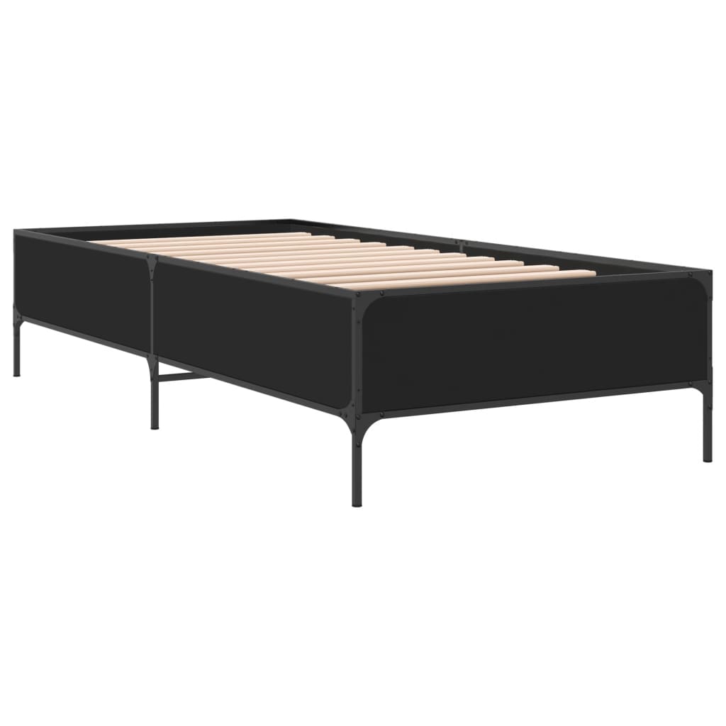 sengeramme 100x200 cm konstrueret træ og metal sort