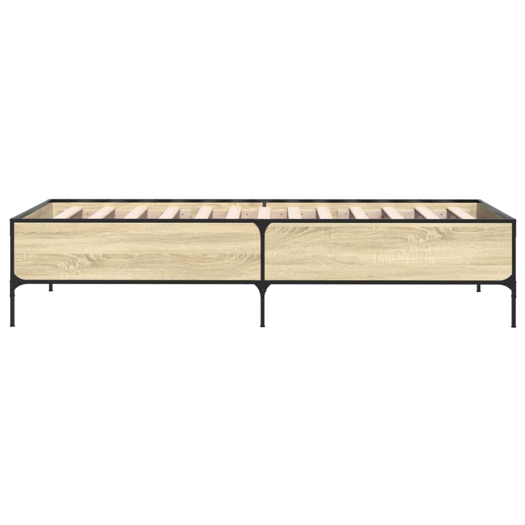 sengeramme 100x200 cm konstrueret træ og metal sonoma-eg