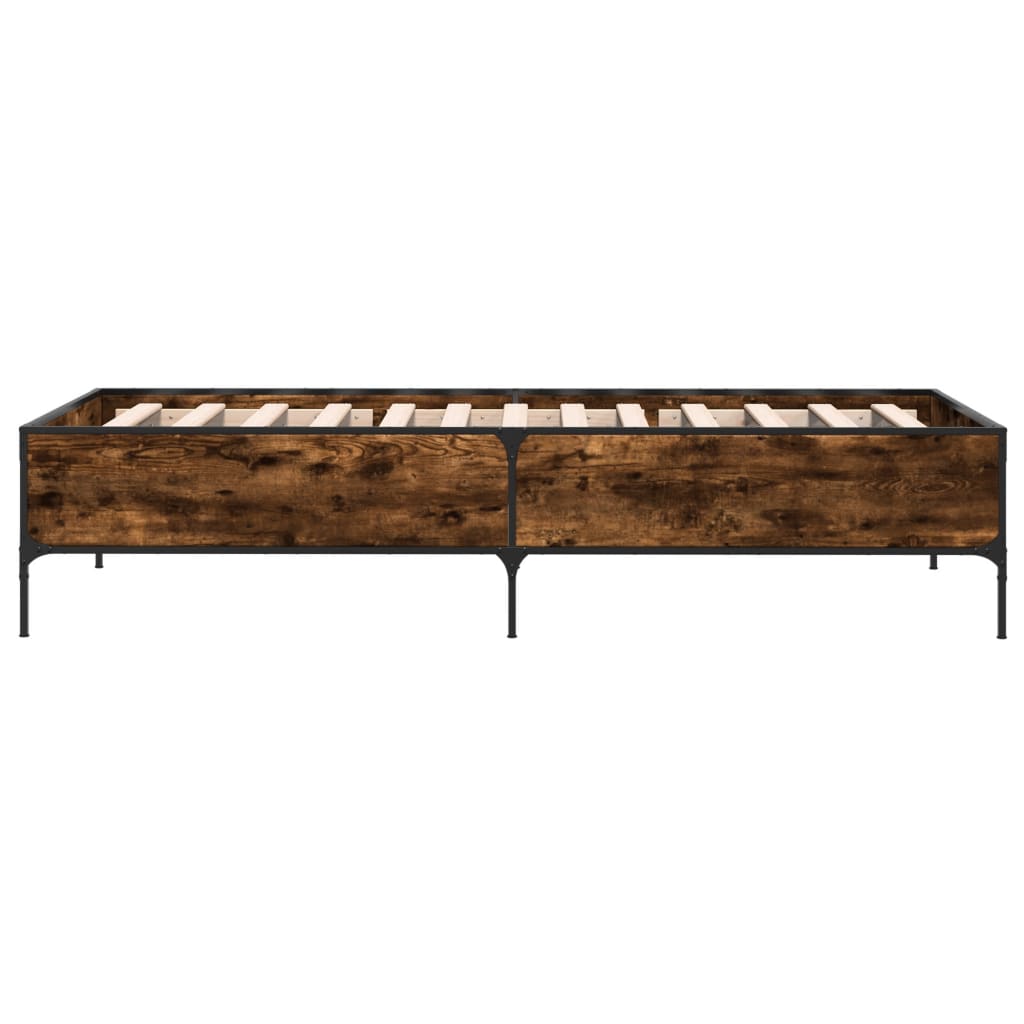 sengeramme 100x200 cm konstrueret træ og metal røget eg