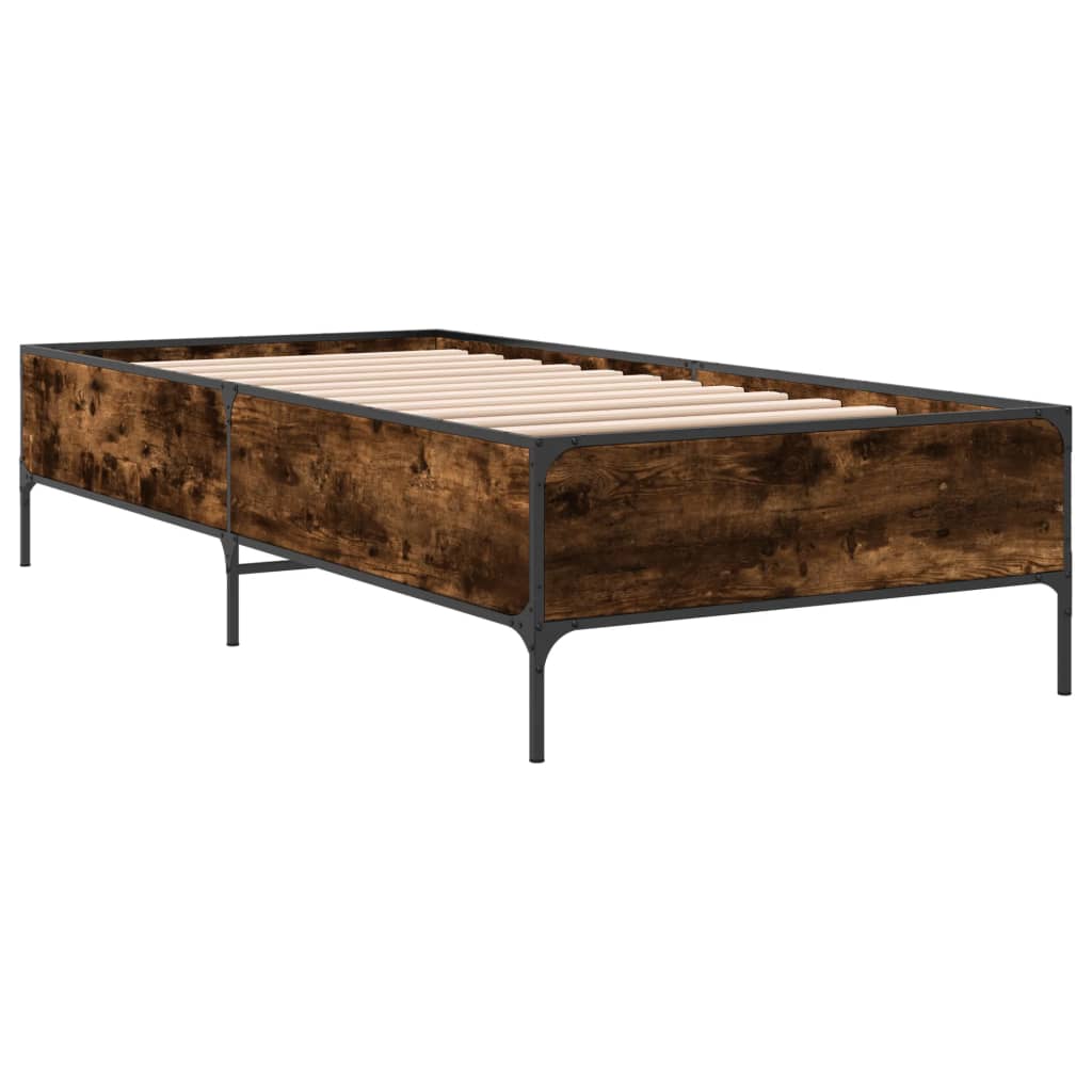 sengeramme 100x200 cm konstrueret træ og metal røget eg