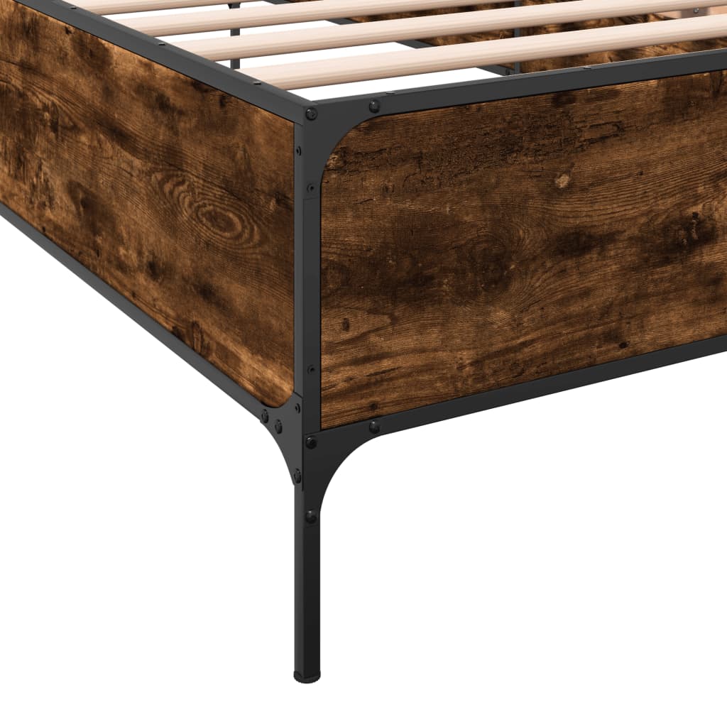 sengeramme 100x200 cm konstrueret træ og metal røget eg