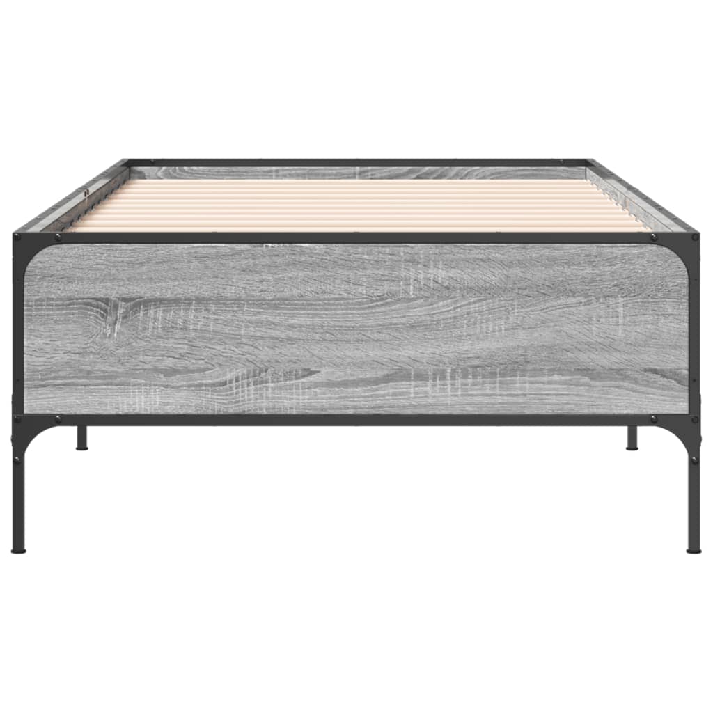 sengeramme 100x200 cm konstrueret træ og metal grå sonoma-eg