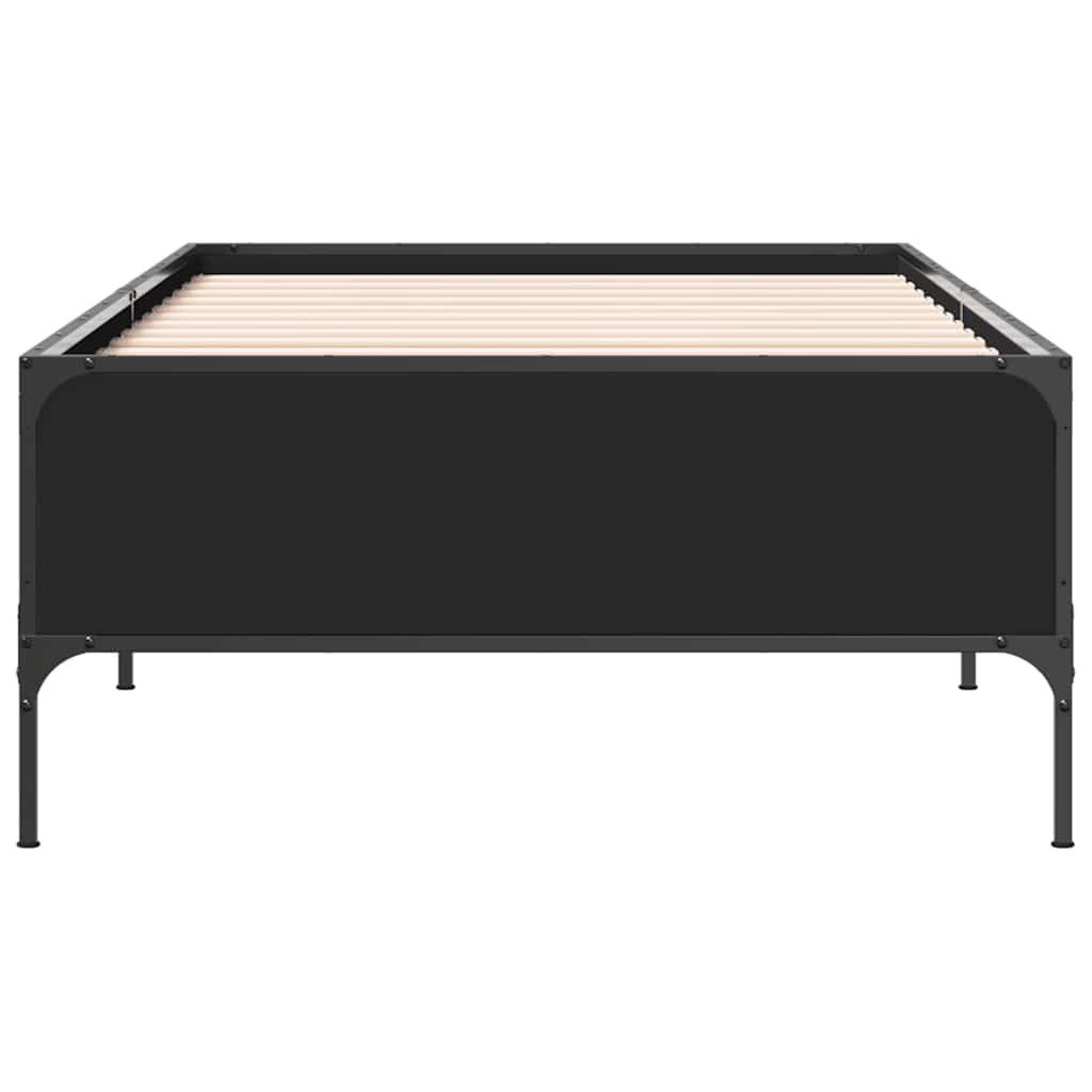 sengeramme 90x200 cm konstrueret træ og metal sort