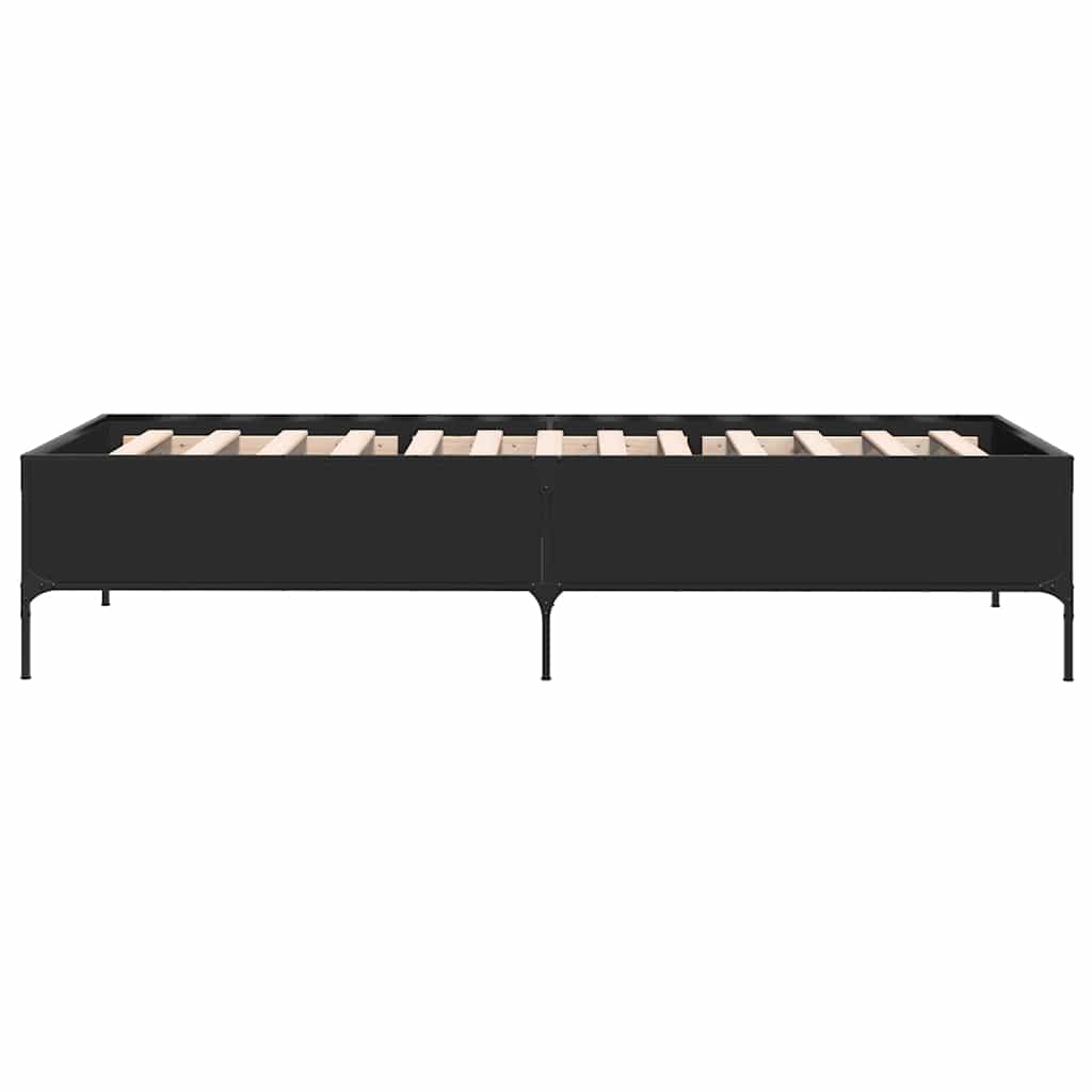 sengeramme 90x200 cm konstrueret træ og metal sort
