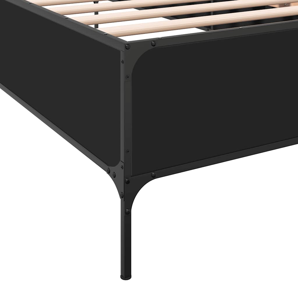sengeramme 90x200 cm konstrueret træ og metal sort