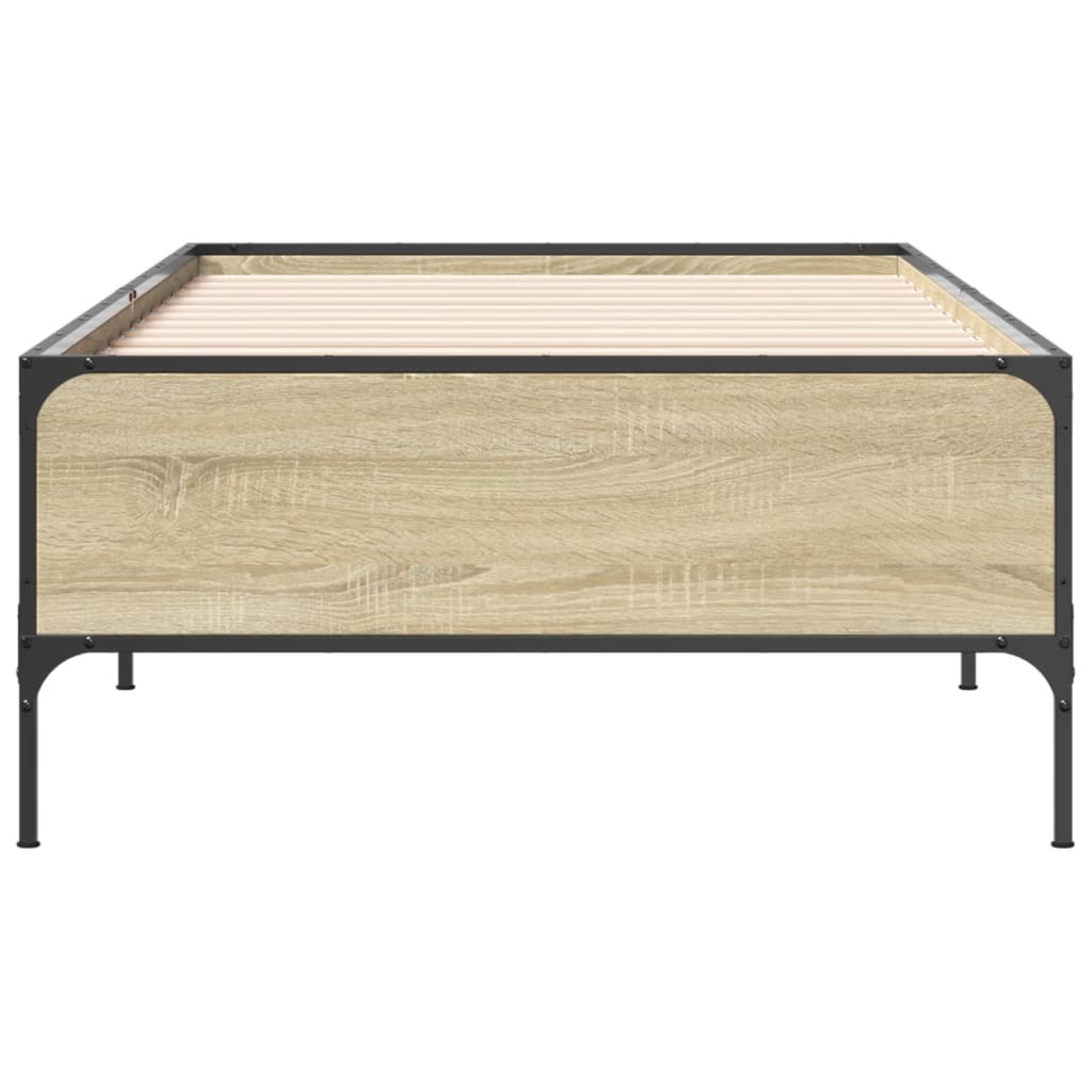 sengeramme 90x200 cm konstrueret træ og metal sonoma-eg