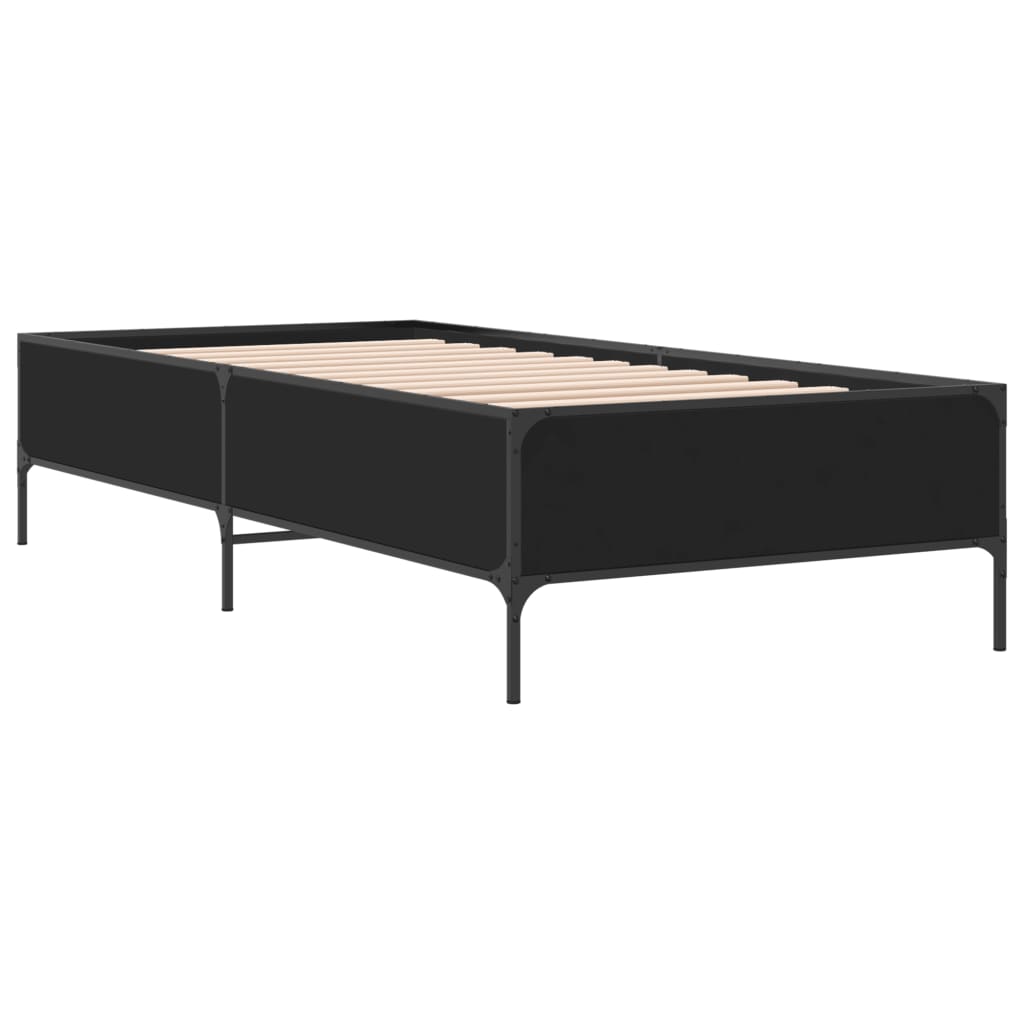 sengeramme 90x190 cm konstrueret træ og metal sort