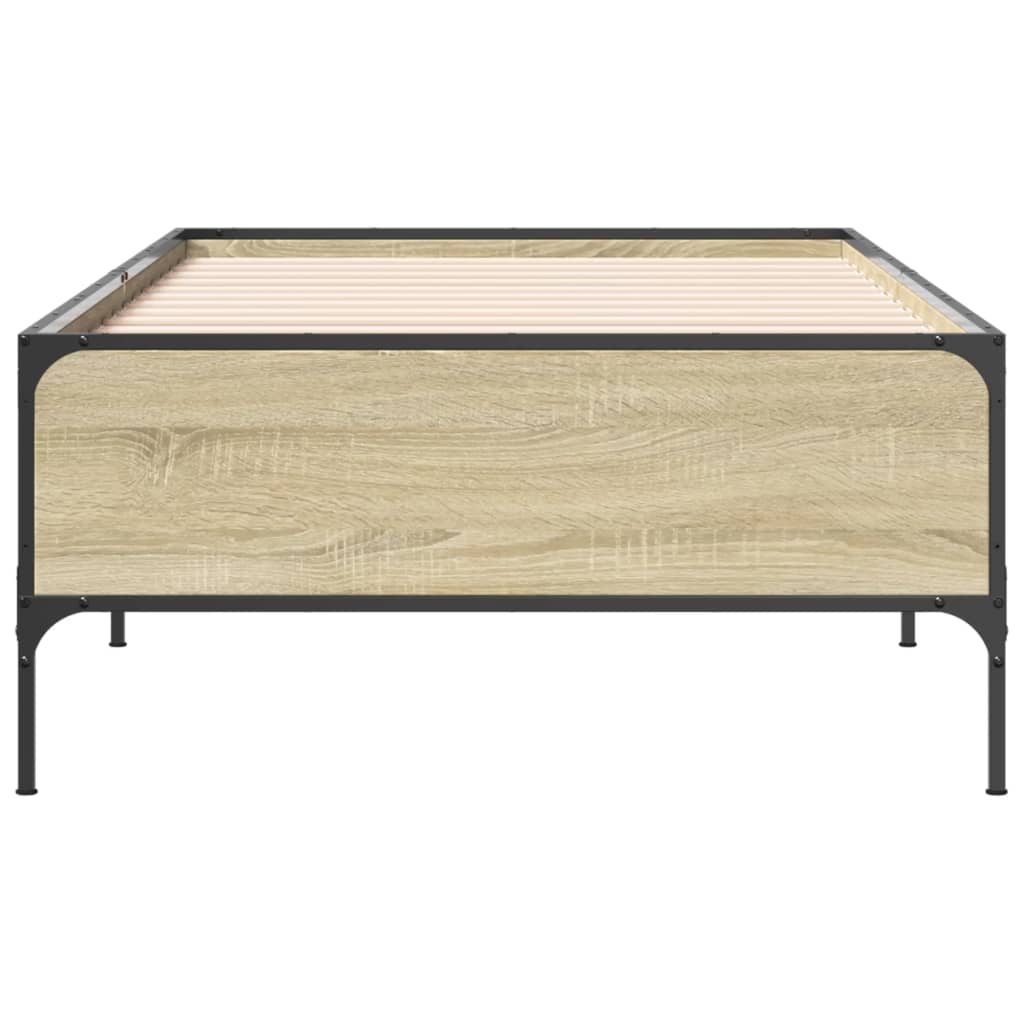 sengeramme 90x190 cm konstrueret træ og metal sonoma-eg