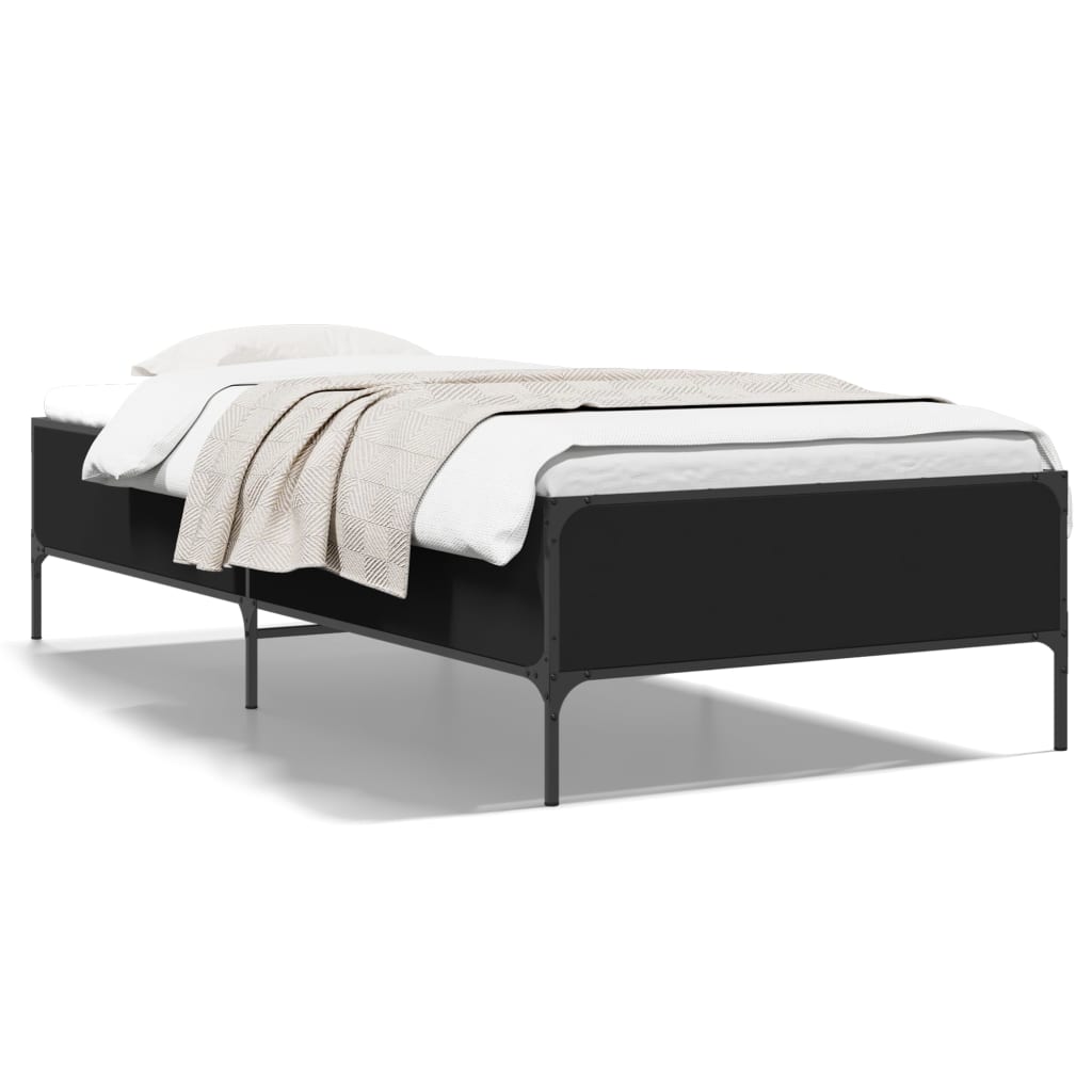 sengeramme 75x190 cm konstrueret træ og metal sort