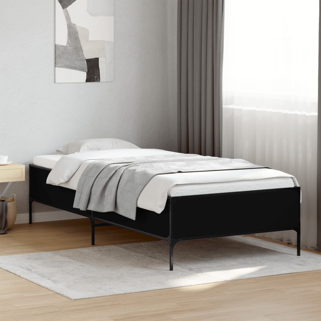 sengeramme 75x190 cm konstrueret træ og metal sort