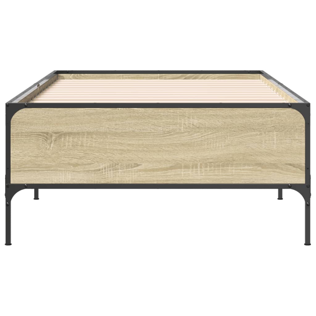 sengeramme 75x190 cm konstrueret træ og metal sonoma-eg