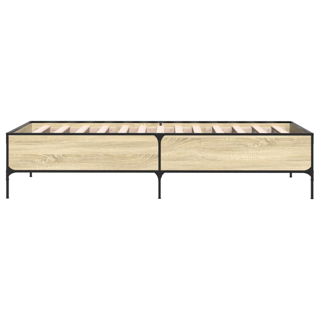 sengeramme 75x190 cm konstrueret træ og metal sonoma-eg