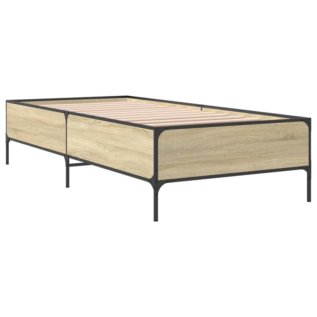 sengeramme 75x190 cm konstrueret træ og metal sonoma-eg