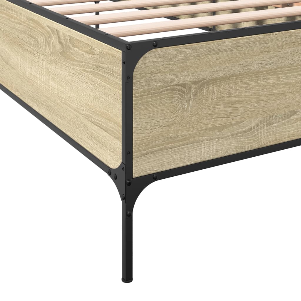 sengeramme 75x190 cm konstrueret træ og metal sonoma-eg