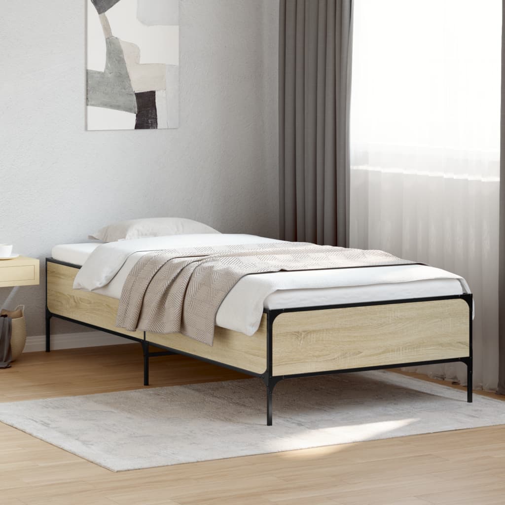 sengeramme 75x190 cm konstrueret træ og metal sonoma-eg