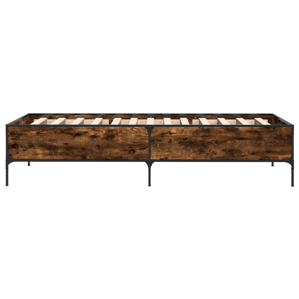 sengeramme 75x190 cm konstrueret træ og metal røget eg