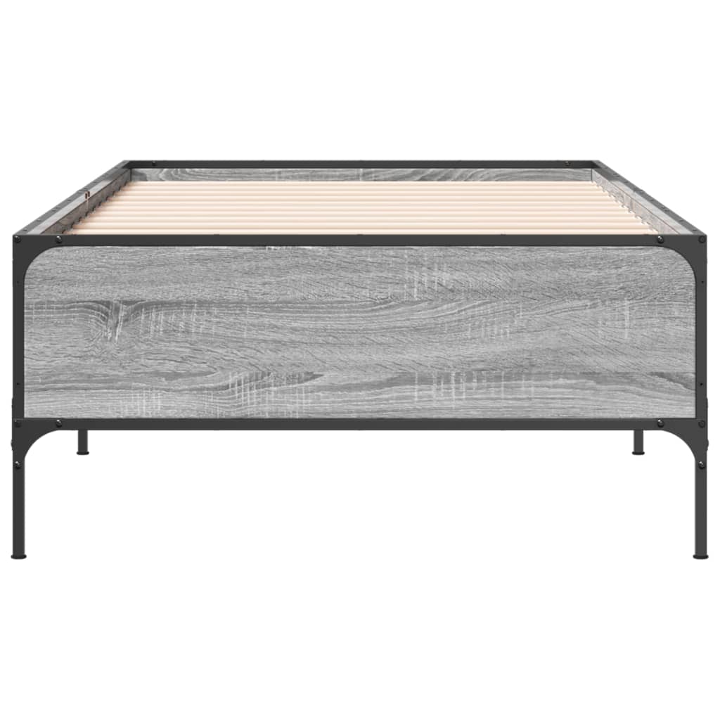 sengeramme 75x190 cm konstrueret træ og metal grå sonoma-eg