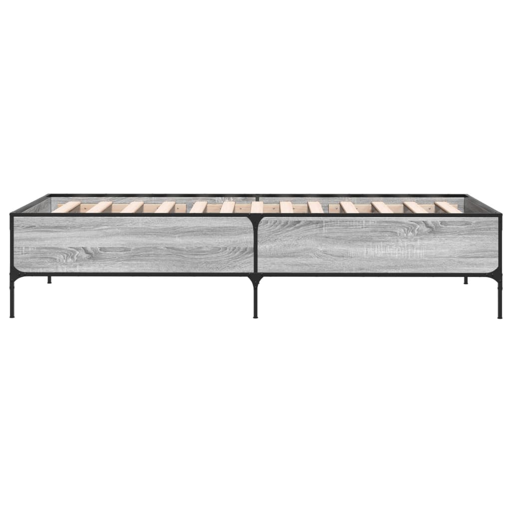 sengeramme 75x190 cm konstrueret træ og metal grå sonoma-eg