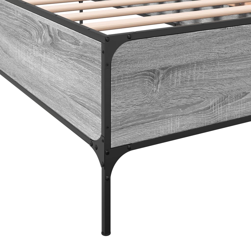 sengeramme 75x190 cm konstrueret træ og metal grå sonoma-eg