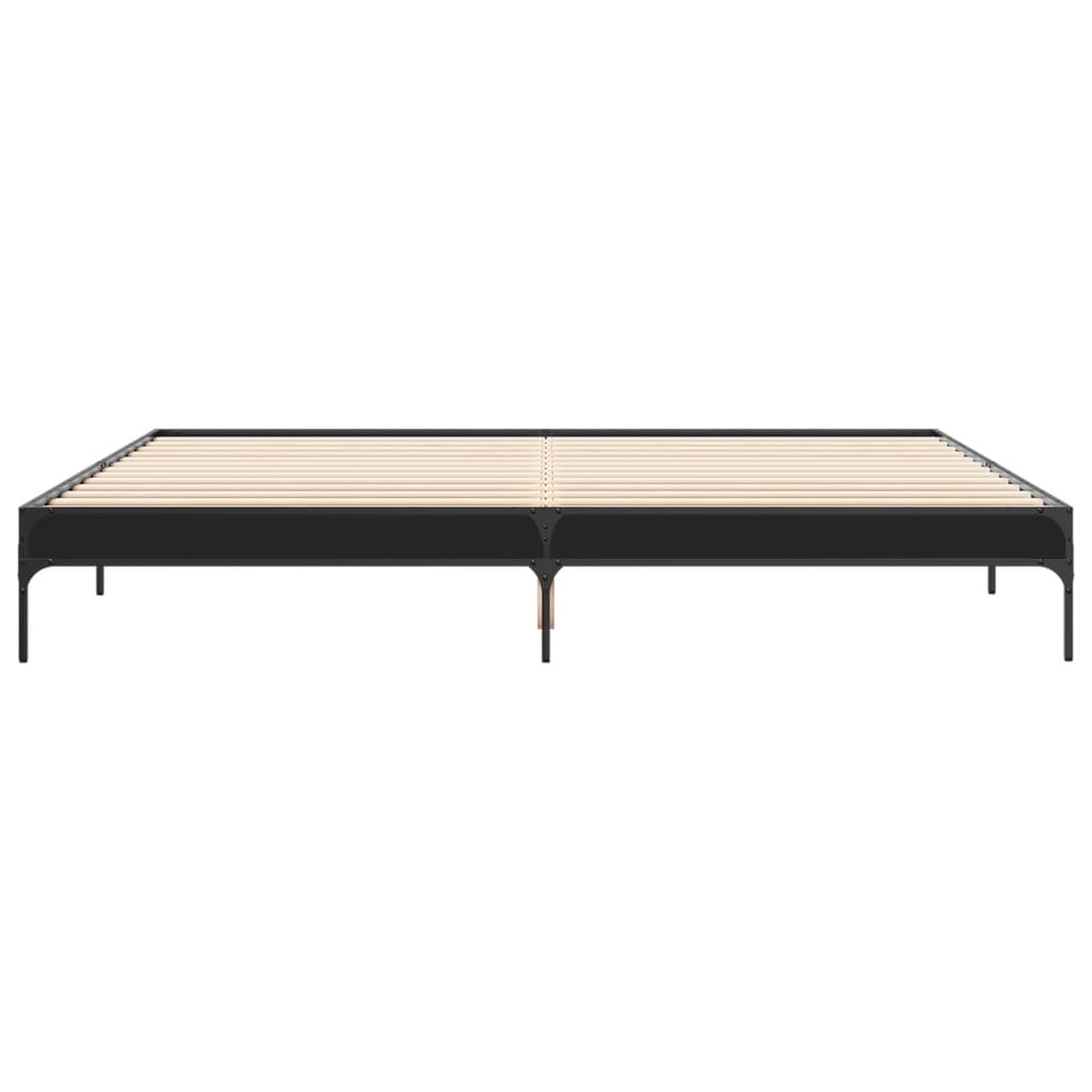 sengestel 200x200 cm konstrueret træ og metal sort