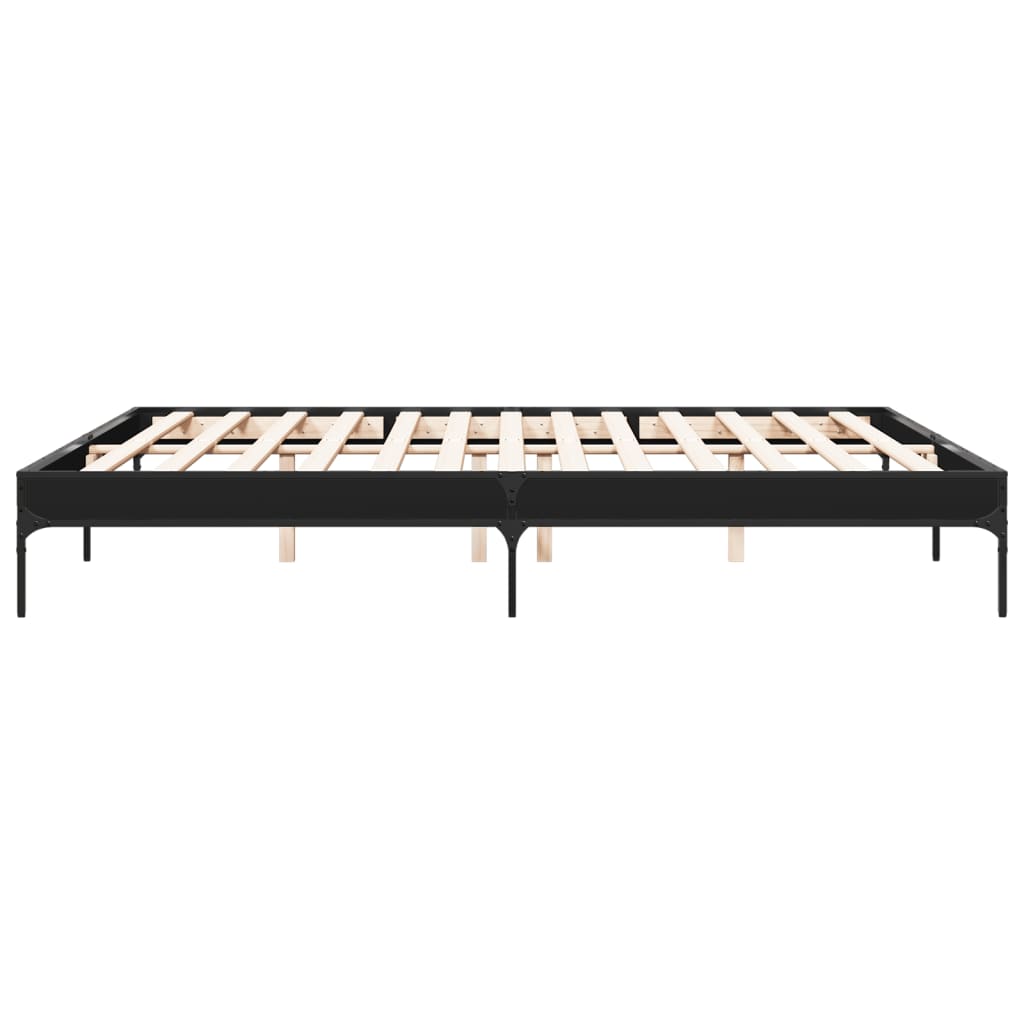sengestel 200x200 cm konstrueret træ og metal sort