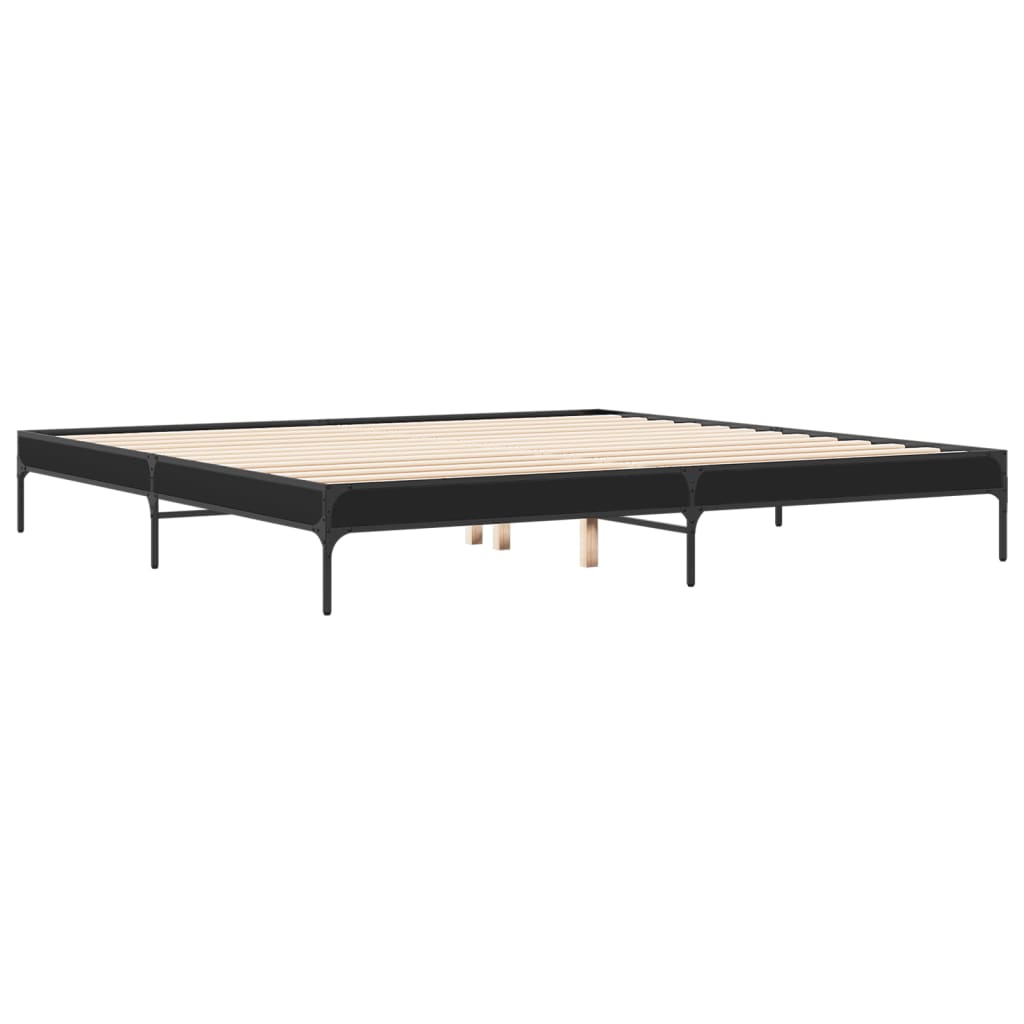 sengestel 200x200 cm konstrueret træ og metal sort