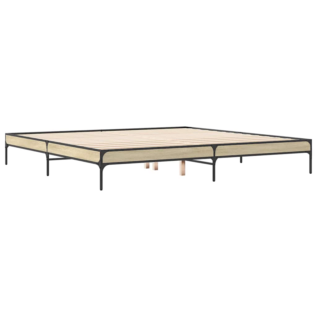 sengestel 200x200 cm konstrueret træ og metal sonoma-eg