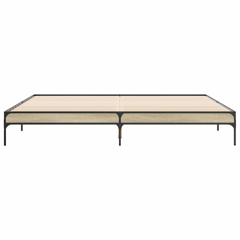 sengestel 200x200 cm konstrueret træ og metal sonoma-eg