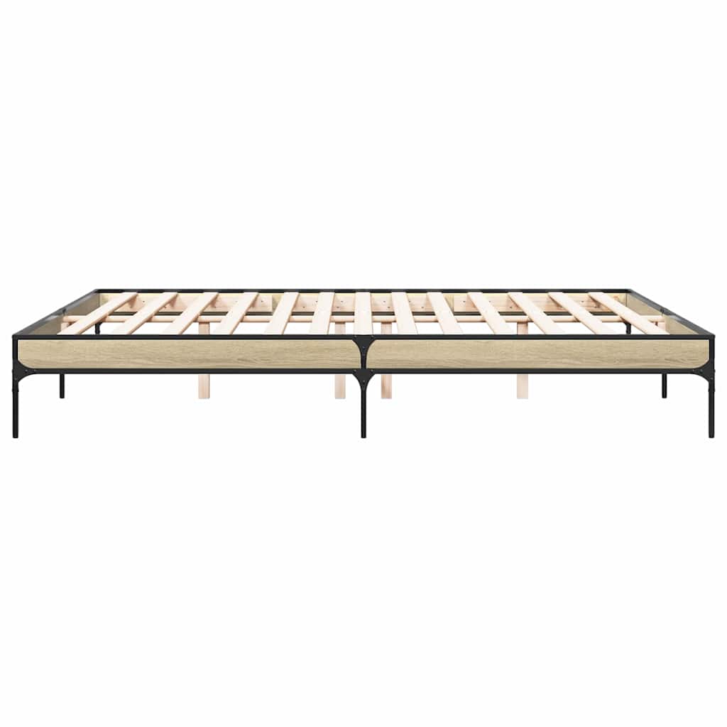 sengestel 200x200 cm konstrueret træ og metal sonoma-eg
