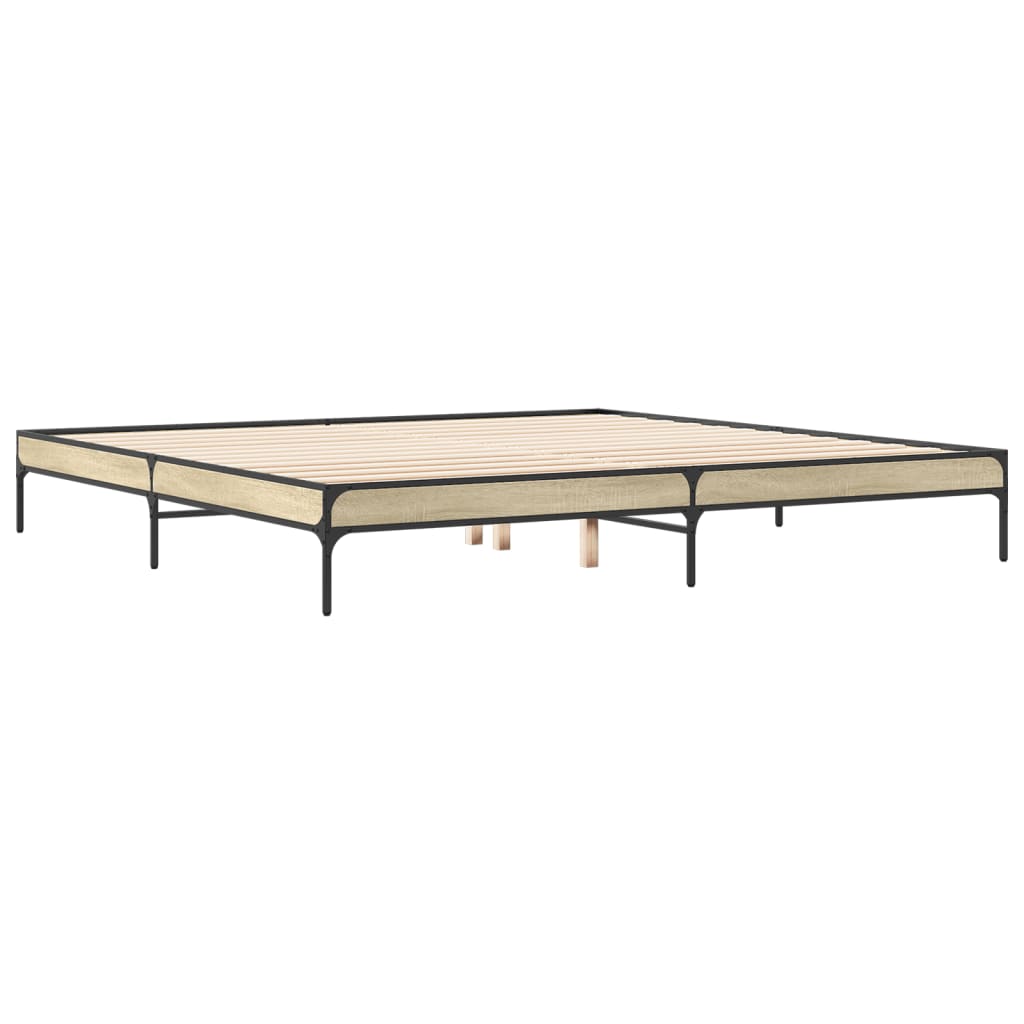 sengestel 200x200 cm konstrueret træ og metal sonoma-eg
