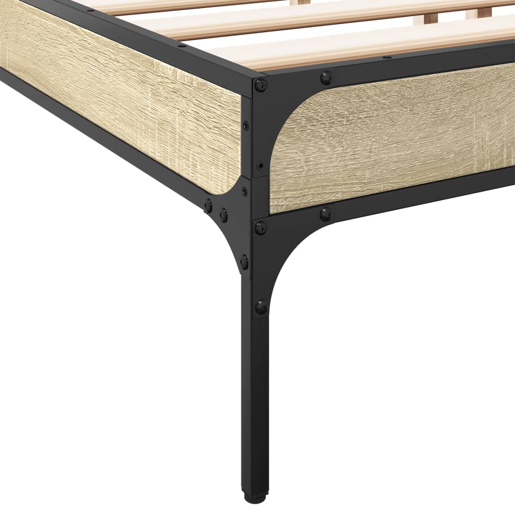 sengestel 200x200 cm konstrueret træ og metal sonoma-eg