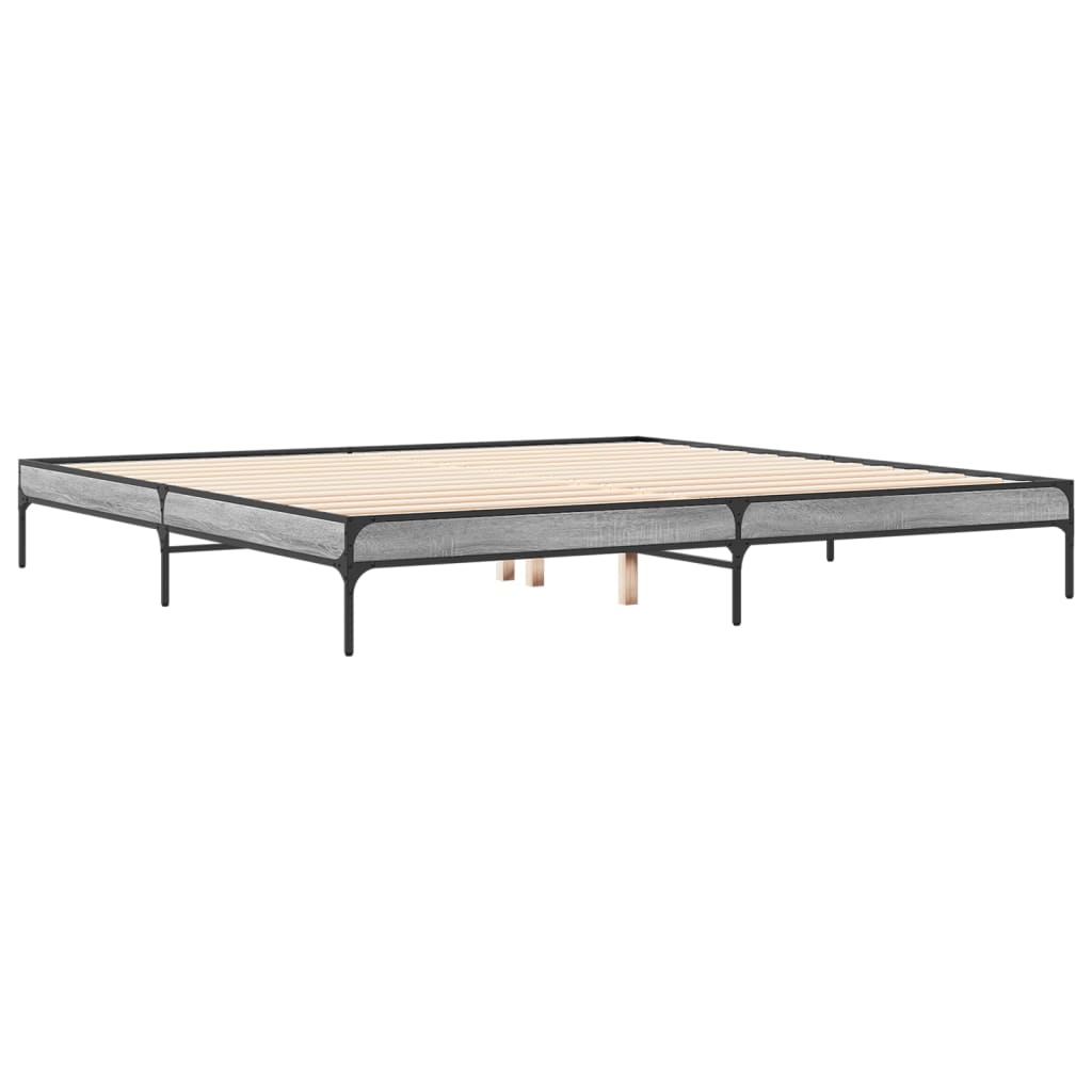 sengestel 200x200 cm konstrueret træ og metal grå sonoma-eg