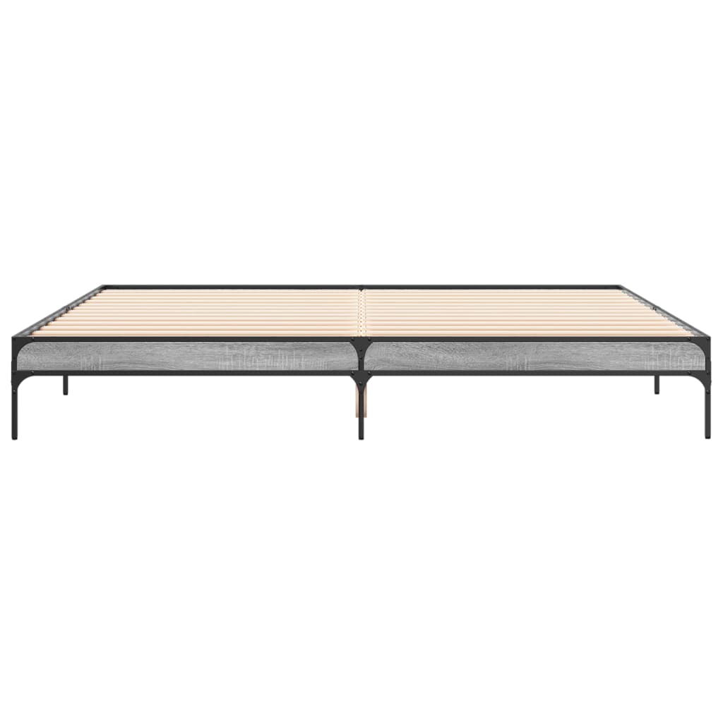 sengestel 200x200 cm konstrueret træ og metal grå sonoma-eg