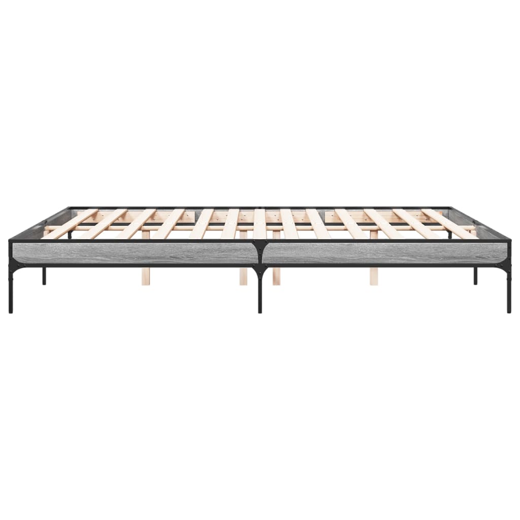 sengestel 200x200 cm konstrueret træ og metal grå sonoma-eg