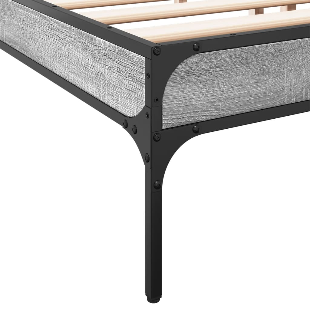 sengestel 200x200 cm konstrueret træ og metal grå sonoma-eg
