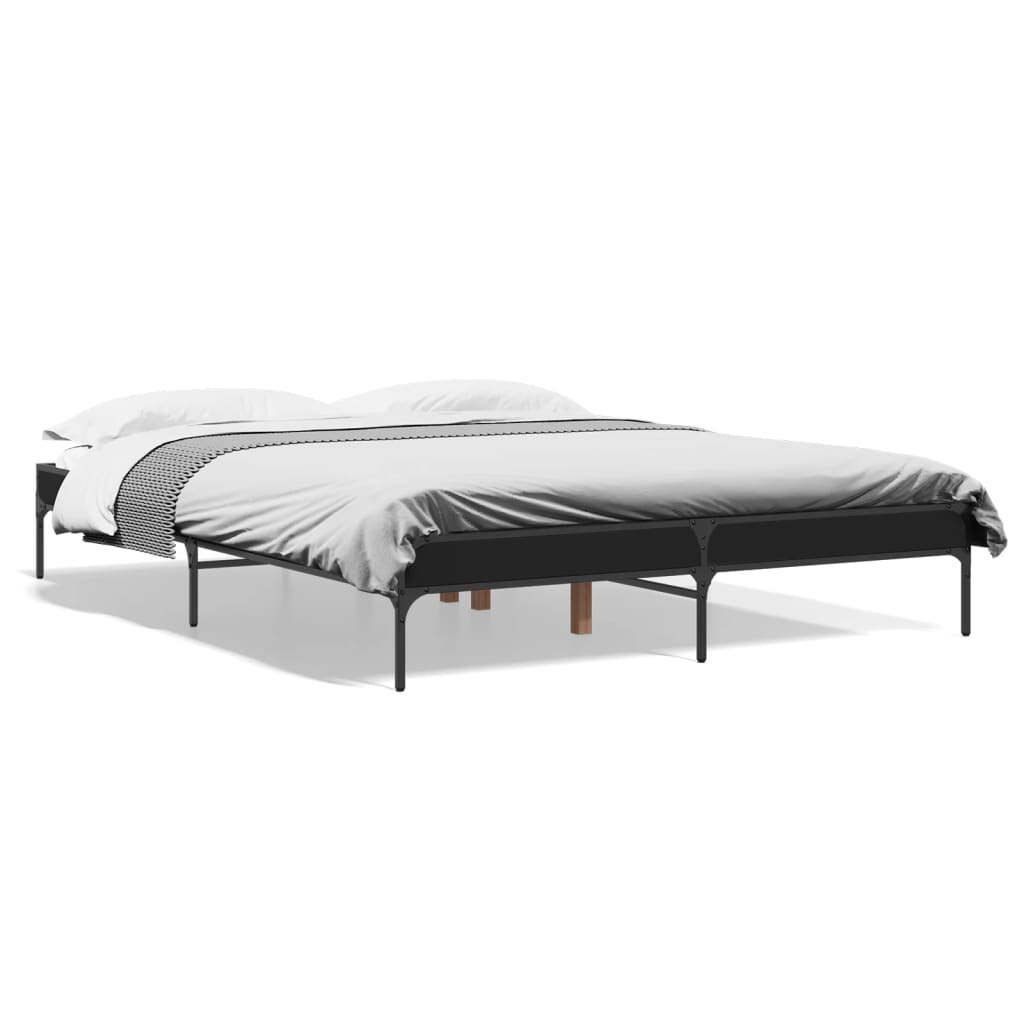 sengestel 150x200 cm konstrueret træ og metal sort