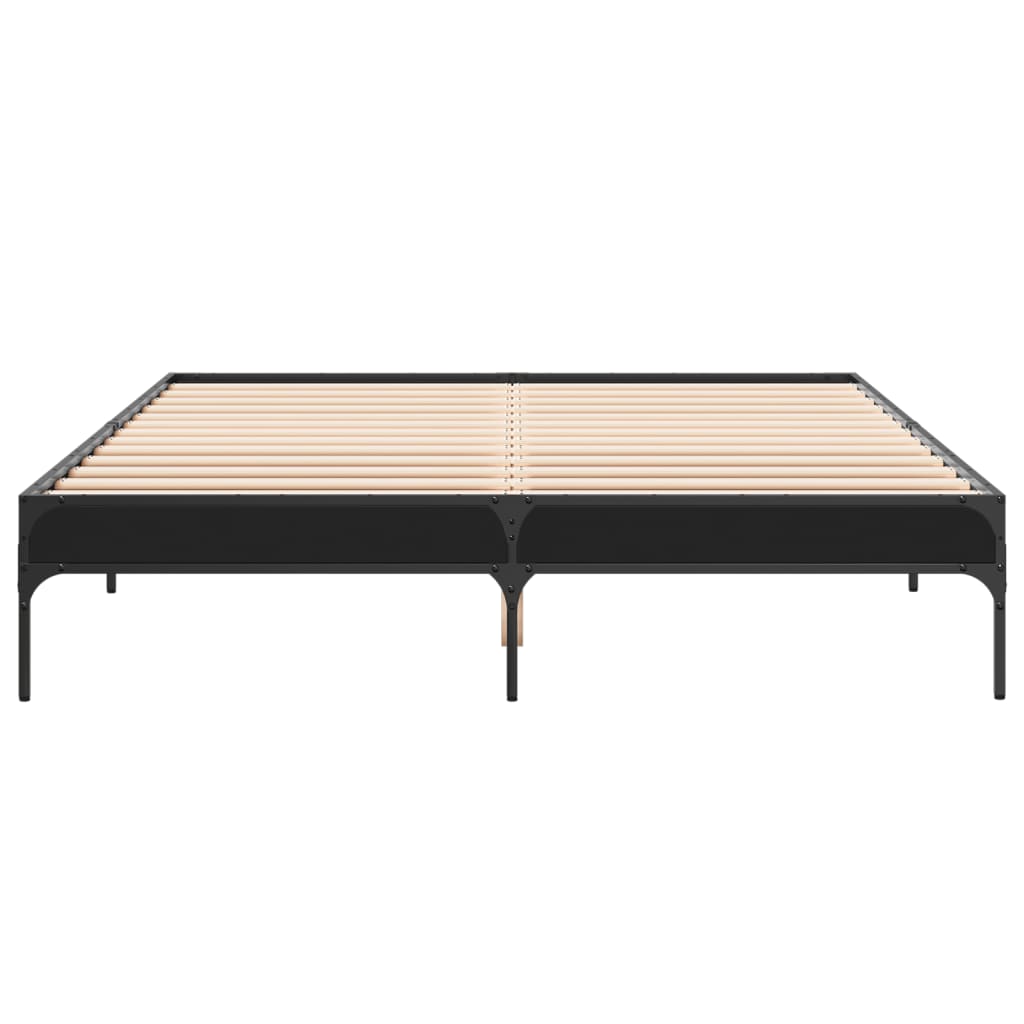 sengestel 150x200 cm konstrueret træ og metal sort
