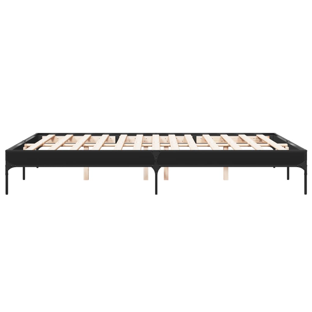 sengestel 150x200 cm konstrueret træ og metal sort