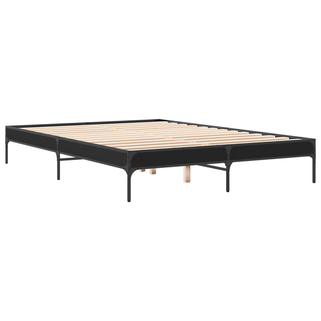 sengestel 150x200 cm konstrueret træ og metal sort