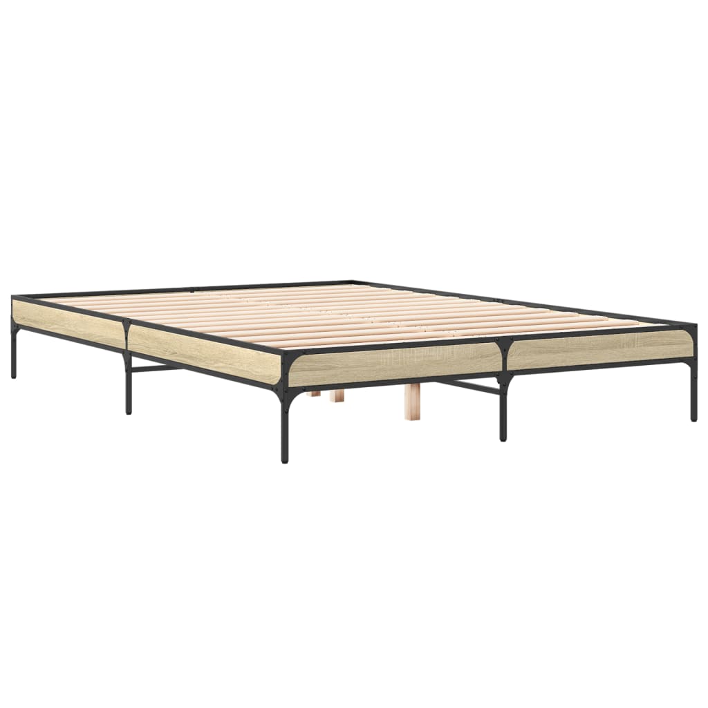 sengestel 150x200 cm konstrueret træ og metal sonoma-eg