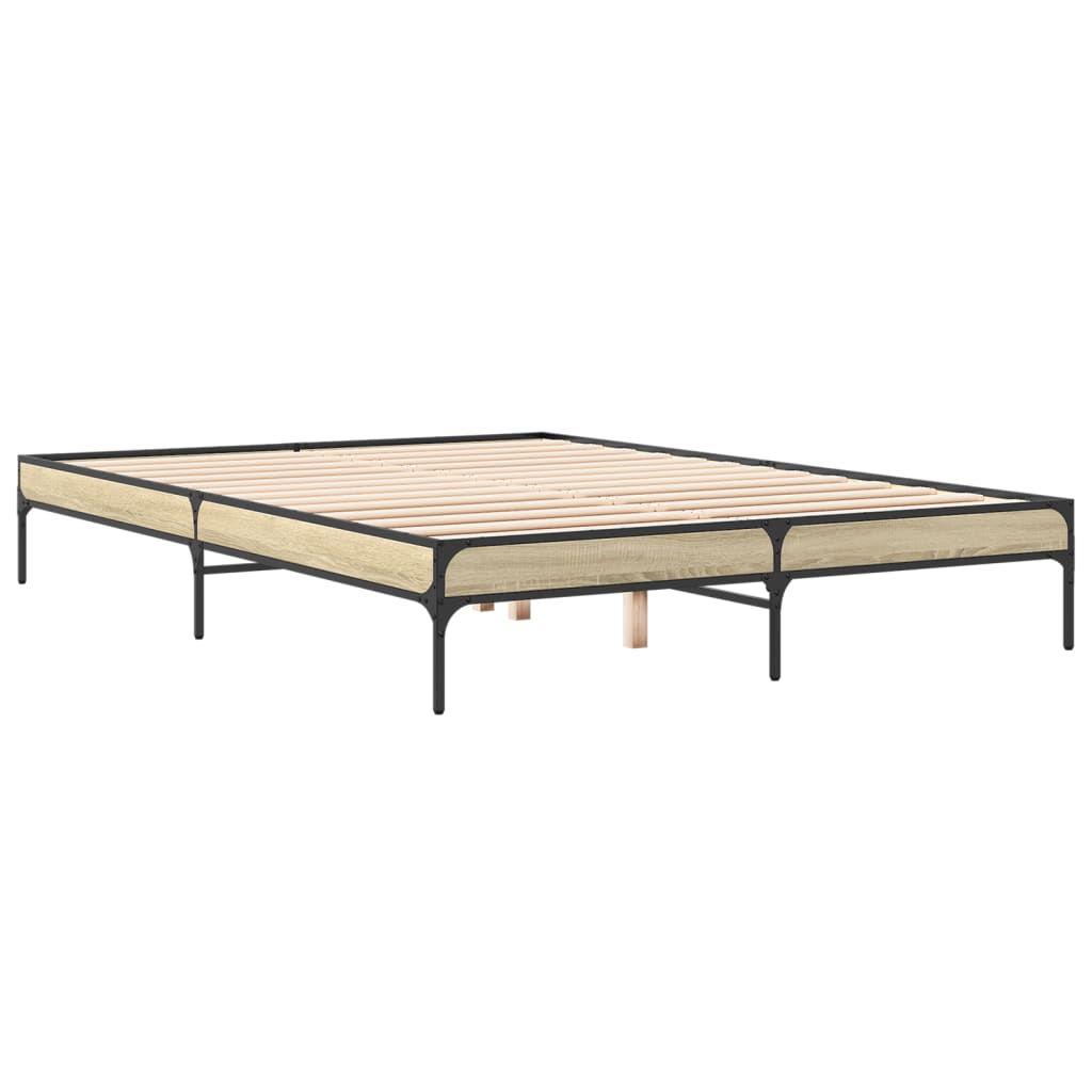 sengestel 150x200 cm konstrueret træ og metal sonoma-eg