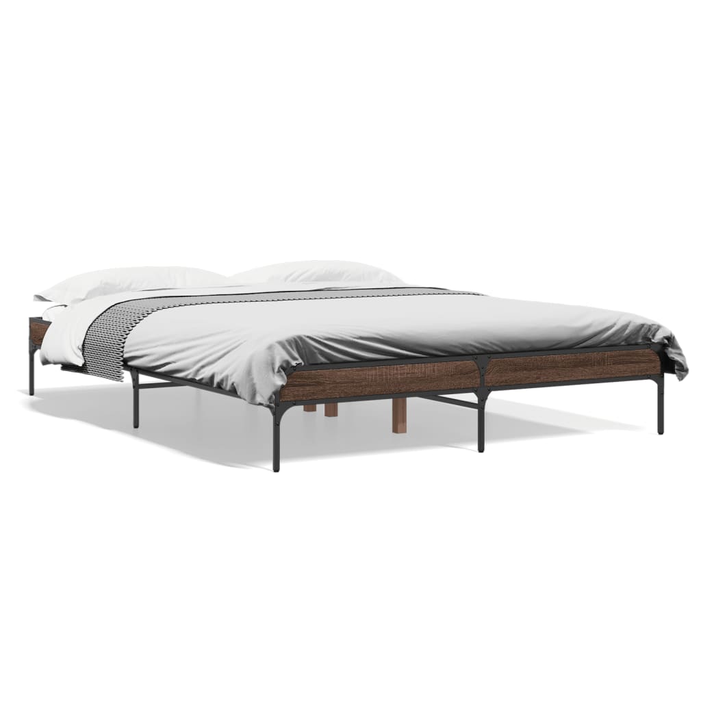 sengestel 150x200 cm konstrueret træ og metal brun egetræ