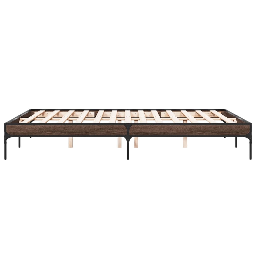 sengestel 150x200 cm konstrueret træ og metal brun egetræ