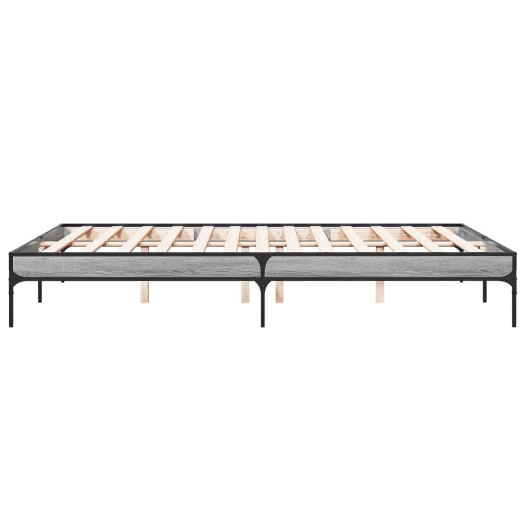 sengestel 140x200 cm konstrueret træ og metal grå sonoma-eg