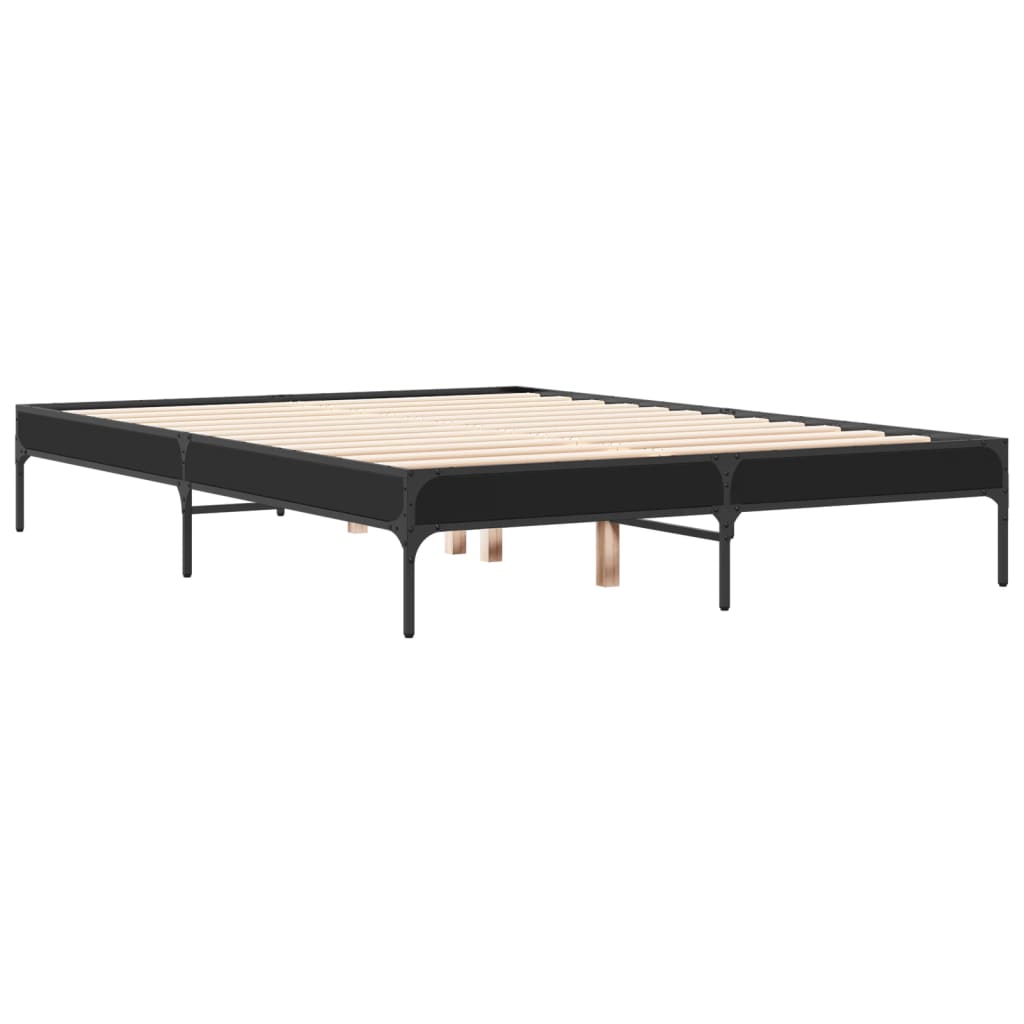 sengestel 120x200 cm konstrueret træ og metal sort
