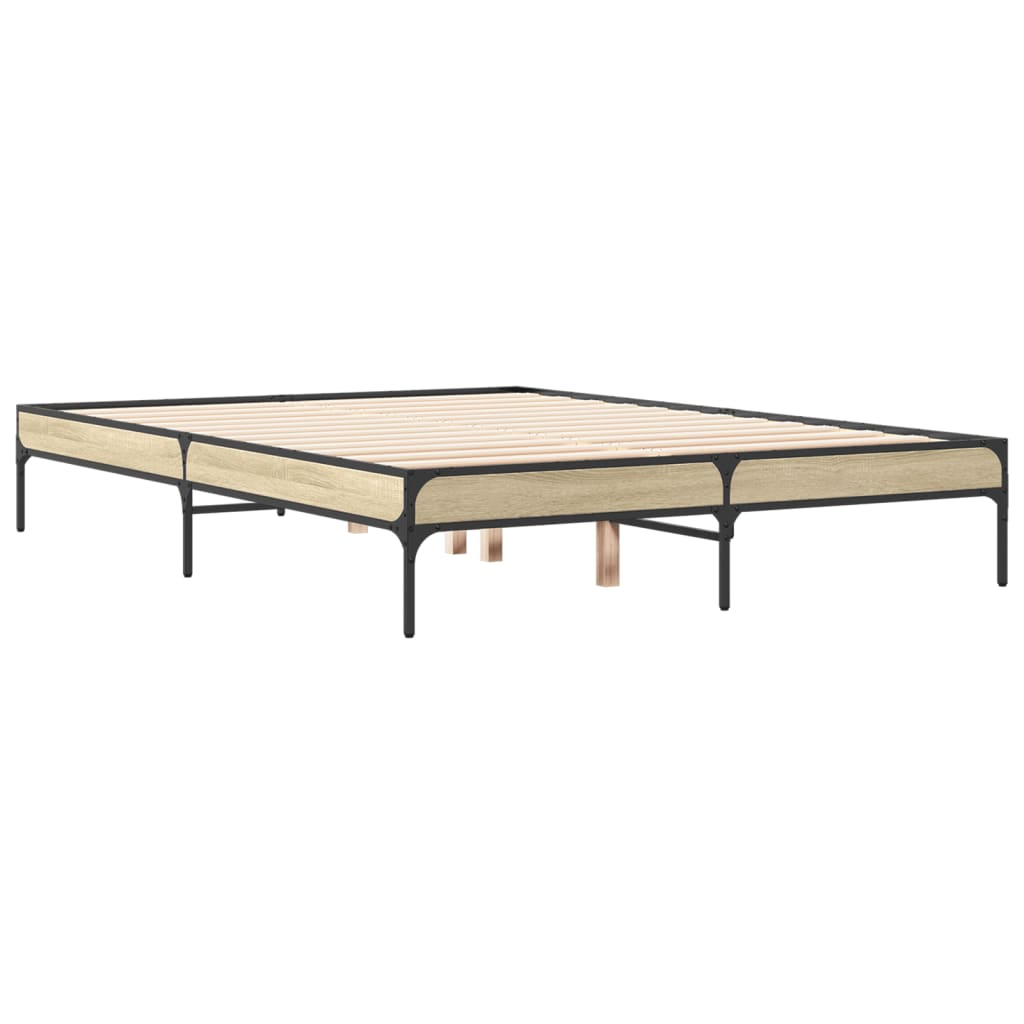 sengestel 120x200 cm konstrueret træ og metal sonoma-eg